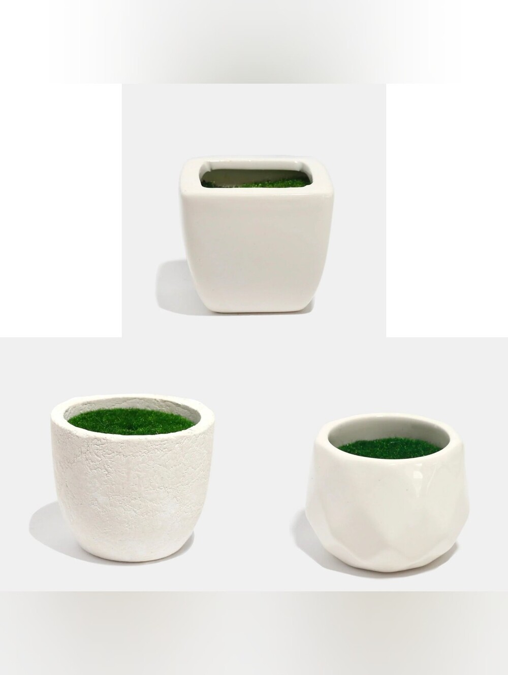 White Mini Succulent Planters - Modern Home Art BNIB